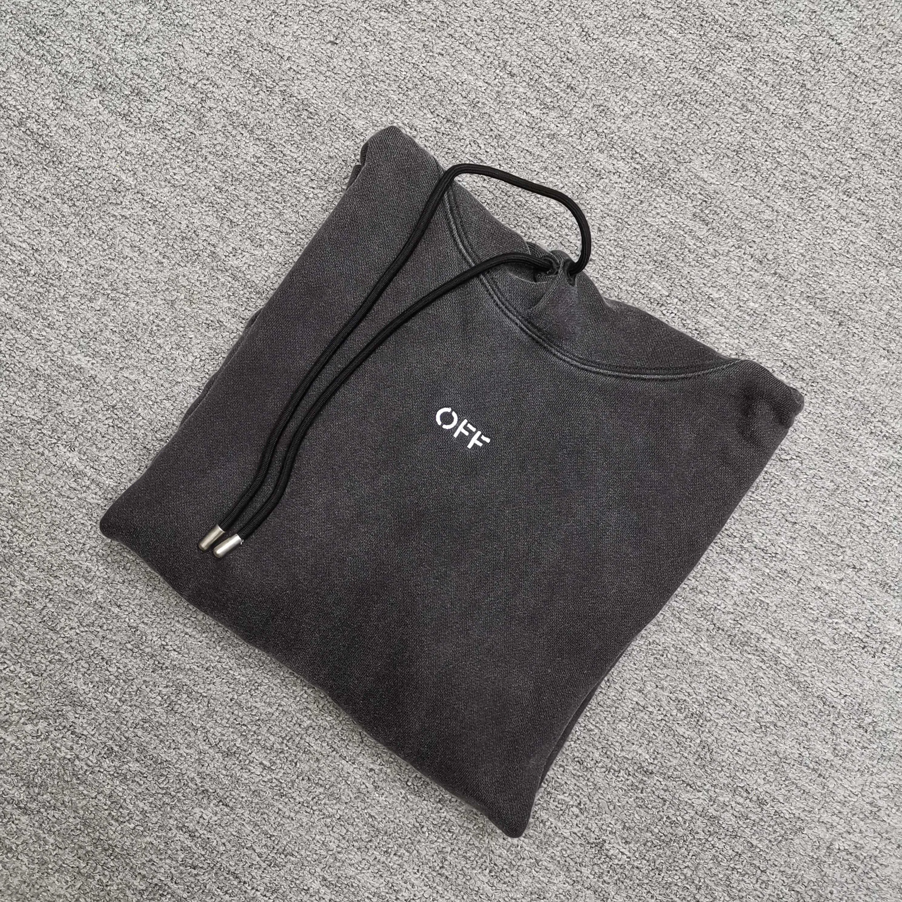 off white 25ss new cordon loose hooded sweatshirt Color: washed black Size: S M L XL P410